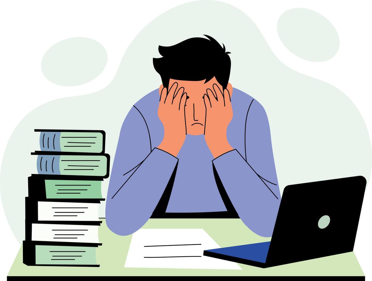 A flat style illustration of a stressed employee vector