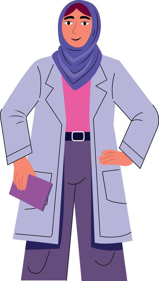 A flat style illustration of a muslim doctor vector