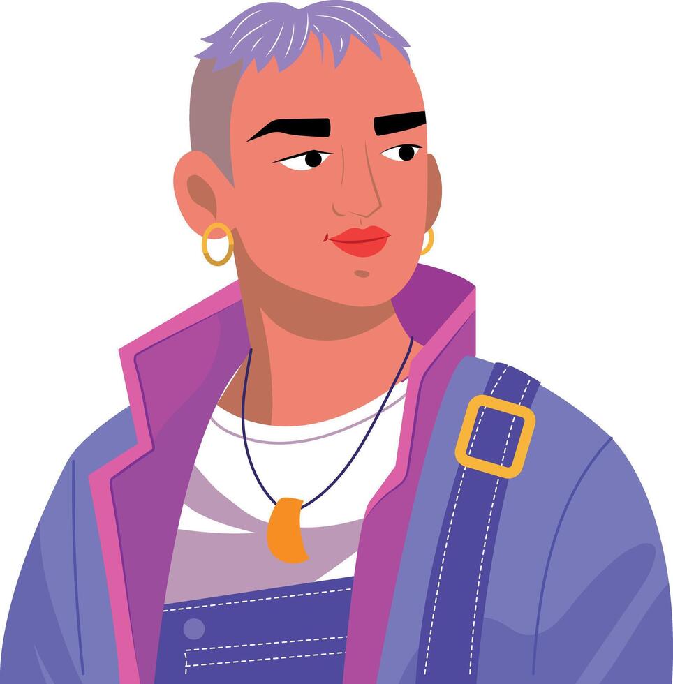 A flat style illustration of a punk artist vector