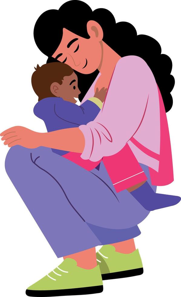 A flat style illustration showing mother love vector