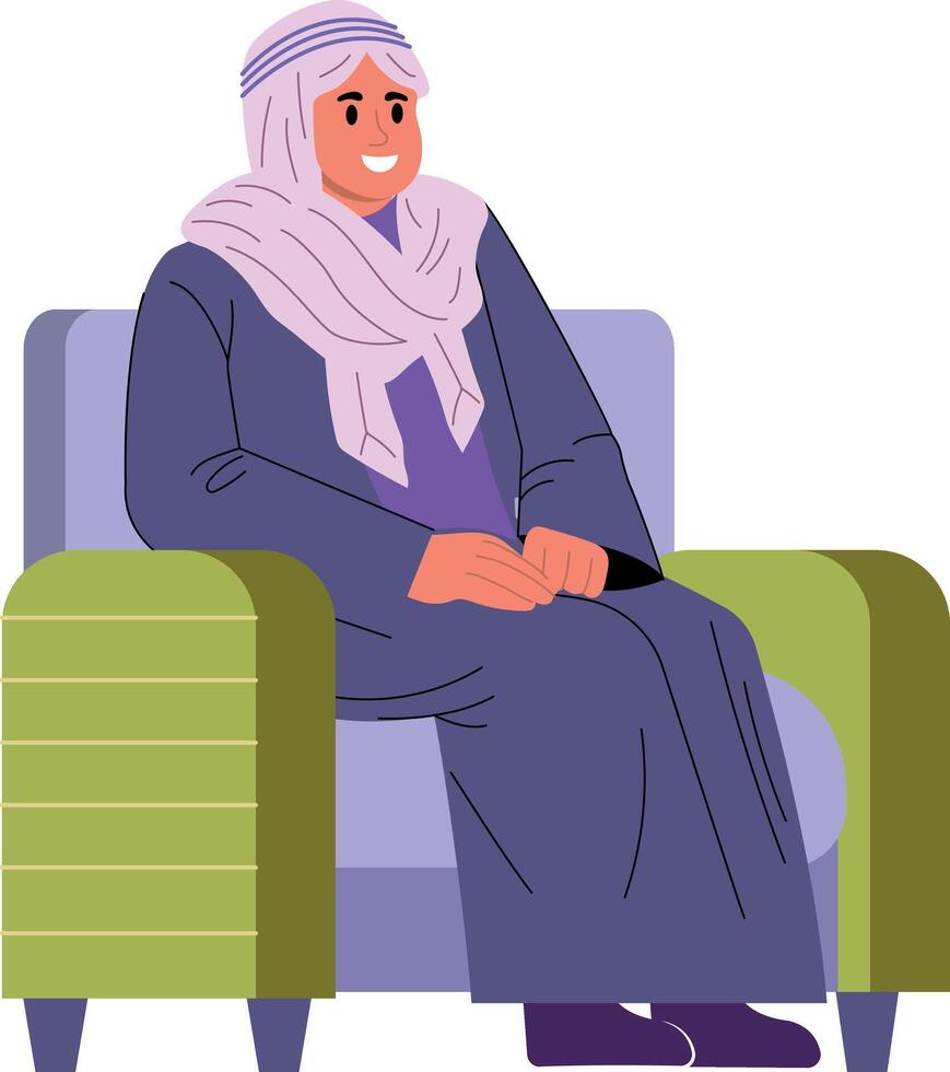 A flat style illustration of an arab man vector