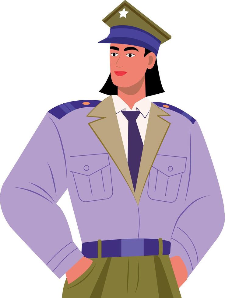 A flat style illustration of a lady police officer vector