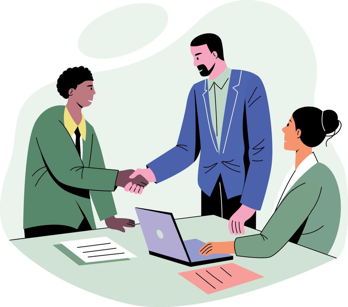 A flat style illustration showing group meeting vector