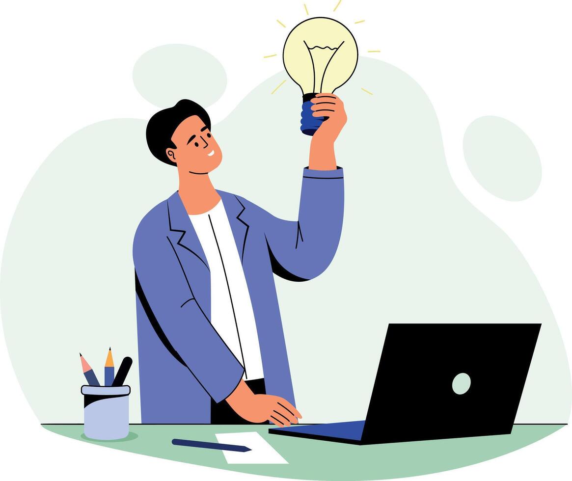 A flat style illustration showing ideation of a character vector