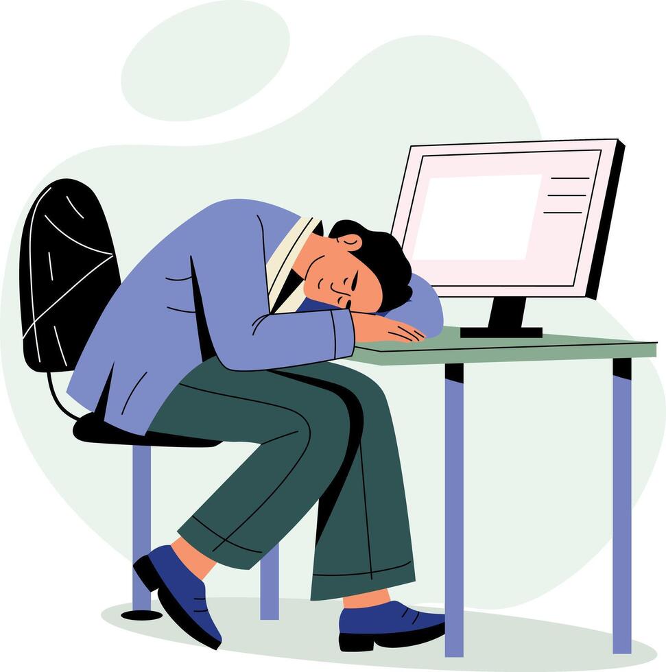 A flat style illustration of an exhausted character vector