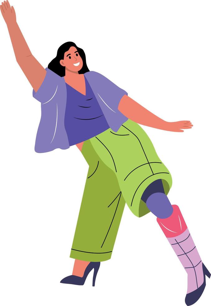 A flat style illustration of a female dancer vector