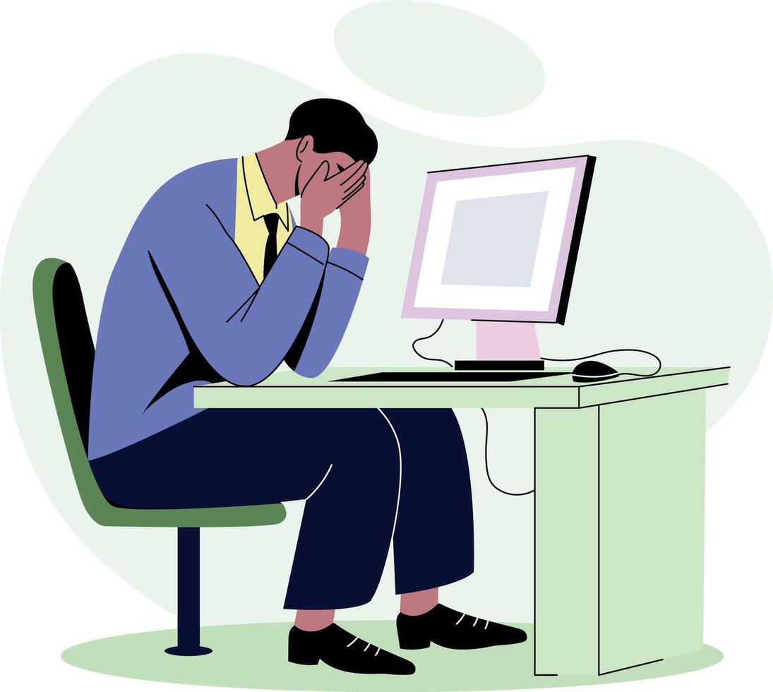 A flat style illustration of a sad employee vector