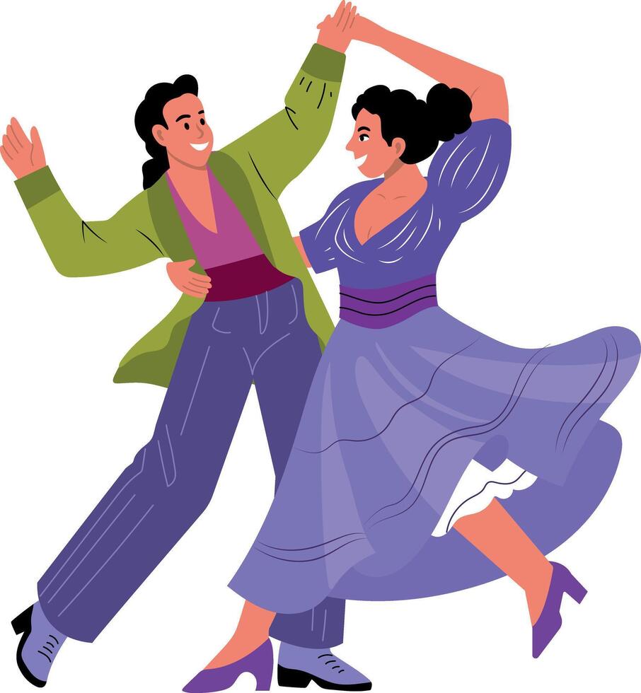 Festive couple dance illustration in flat style vector