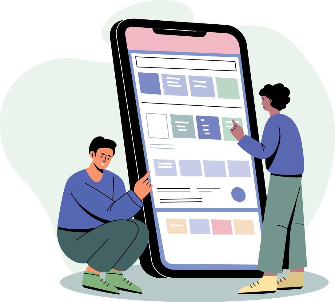 A flat style illustration depicting team working vector