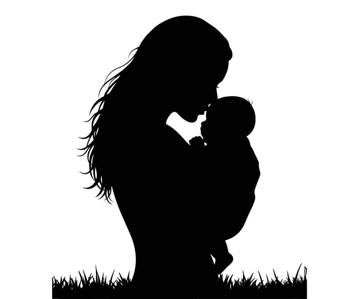 A card featuring a lovely outline of a mother and her baby vector