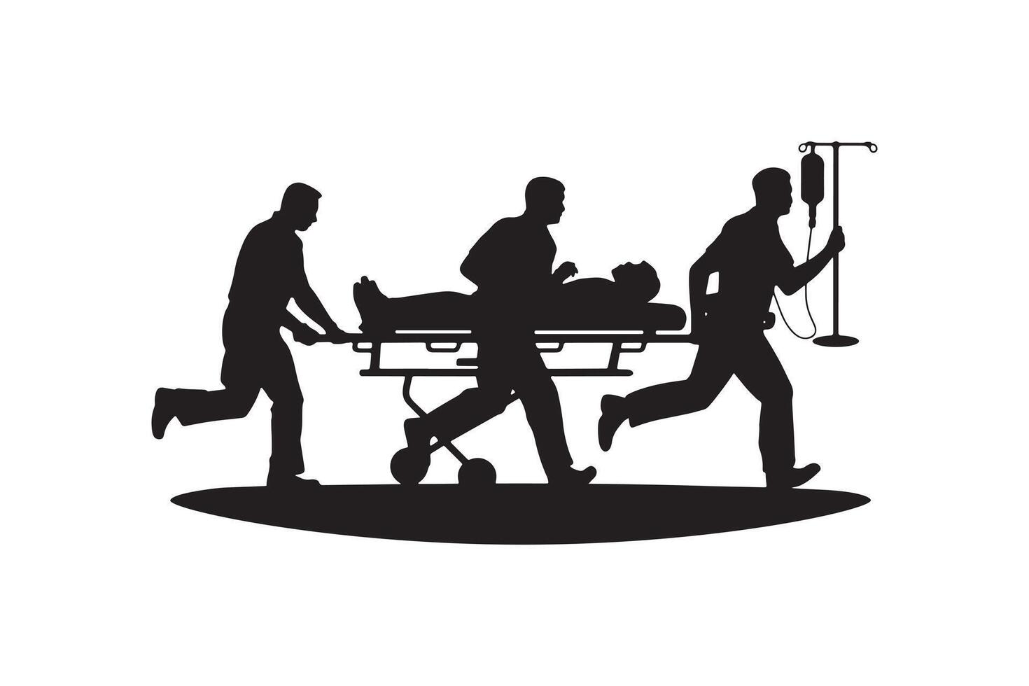 Urgent Healthcare - Silhouette of Medics Running with Stretcher vector