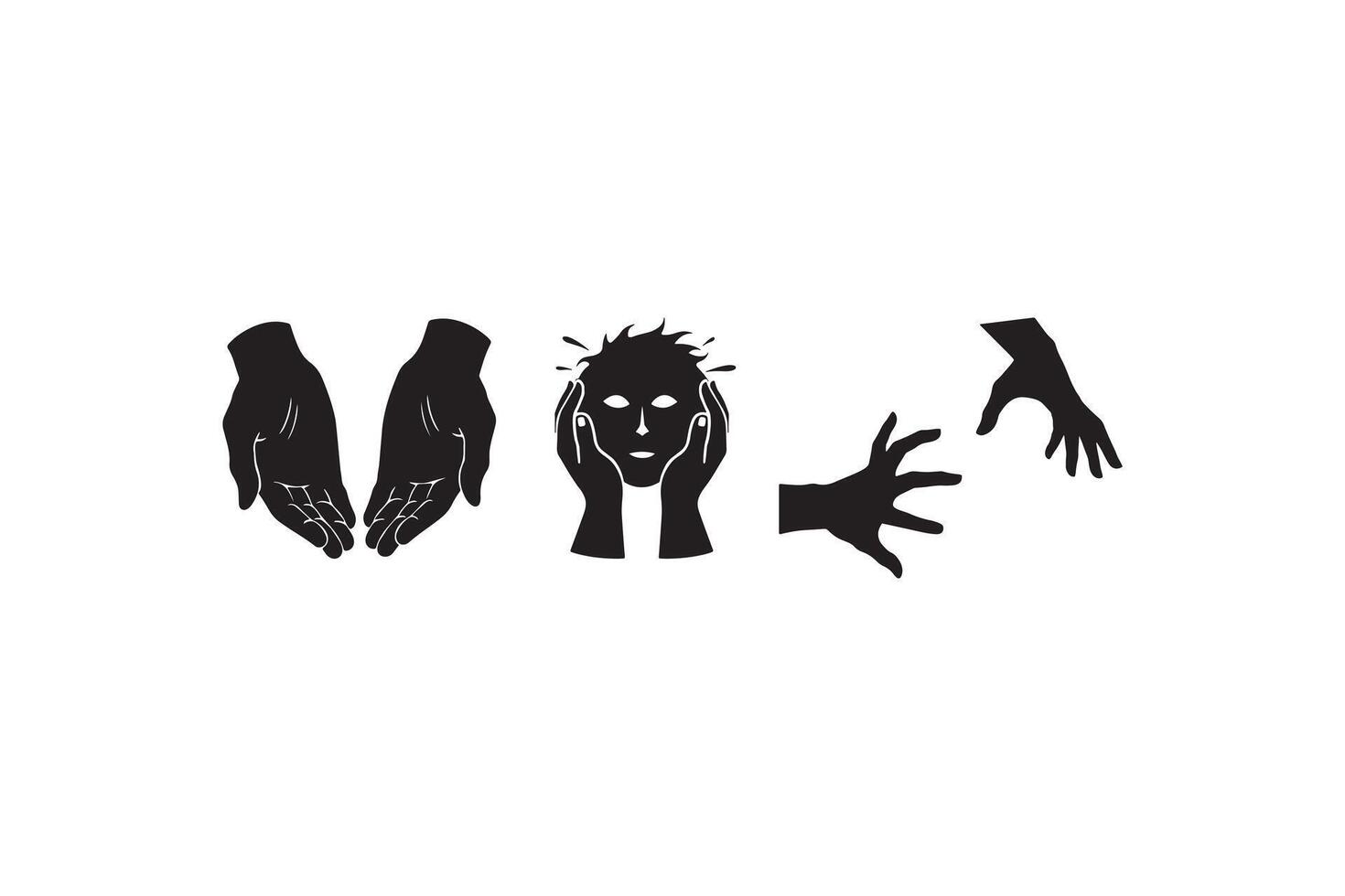 Hand Gestures Expression Silhouette - Emotion Silhouette Concept vector