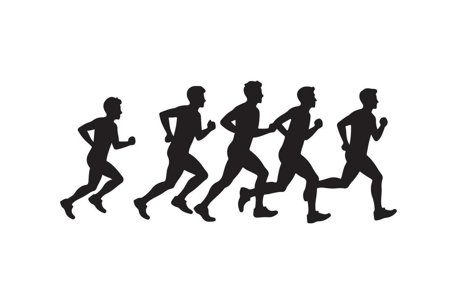 People's Running Silhouette Illustration Running Competition - Active Lifestyle vector
