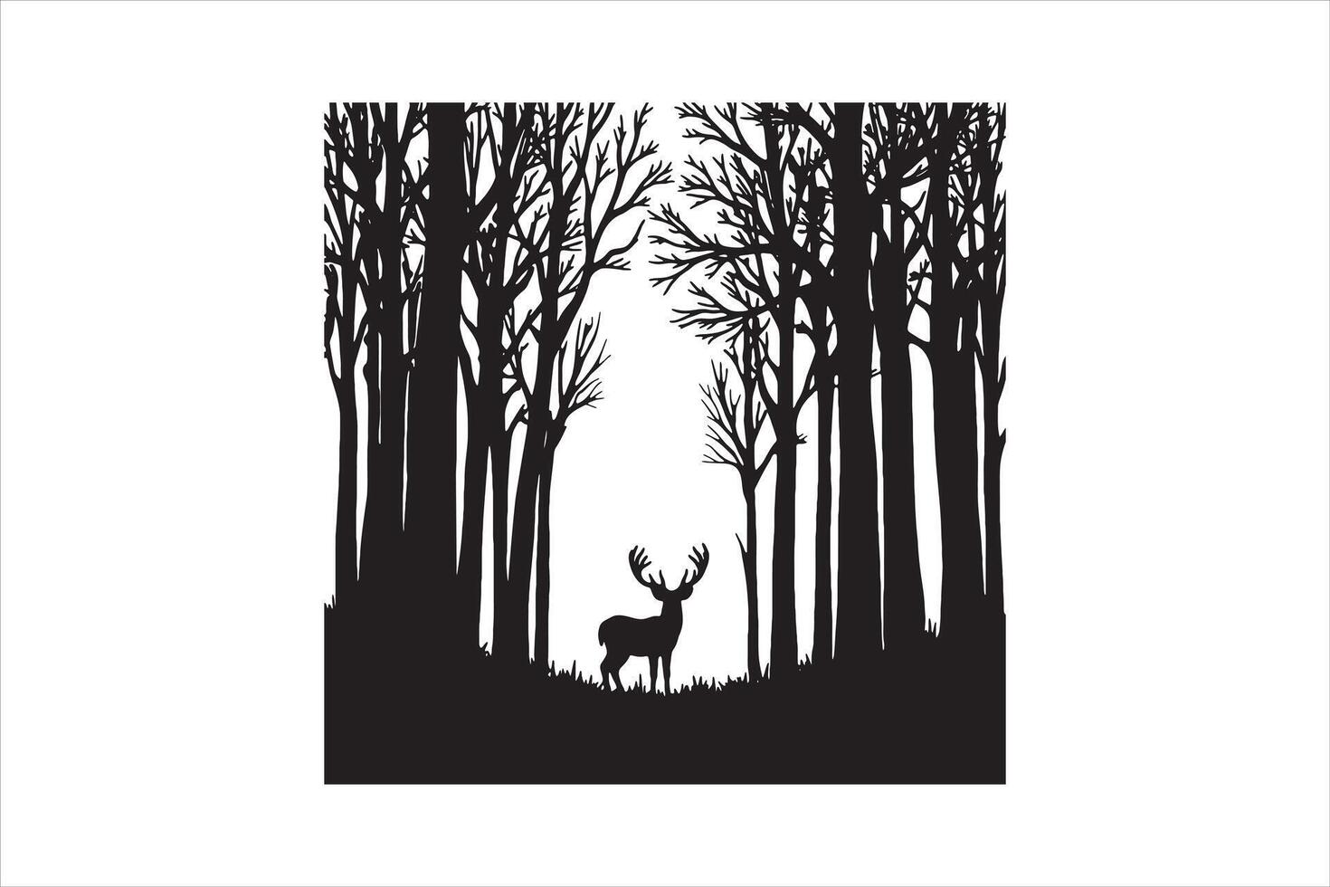 Deer in Forest Silhouette Illustration vector