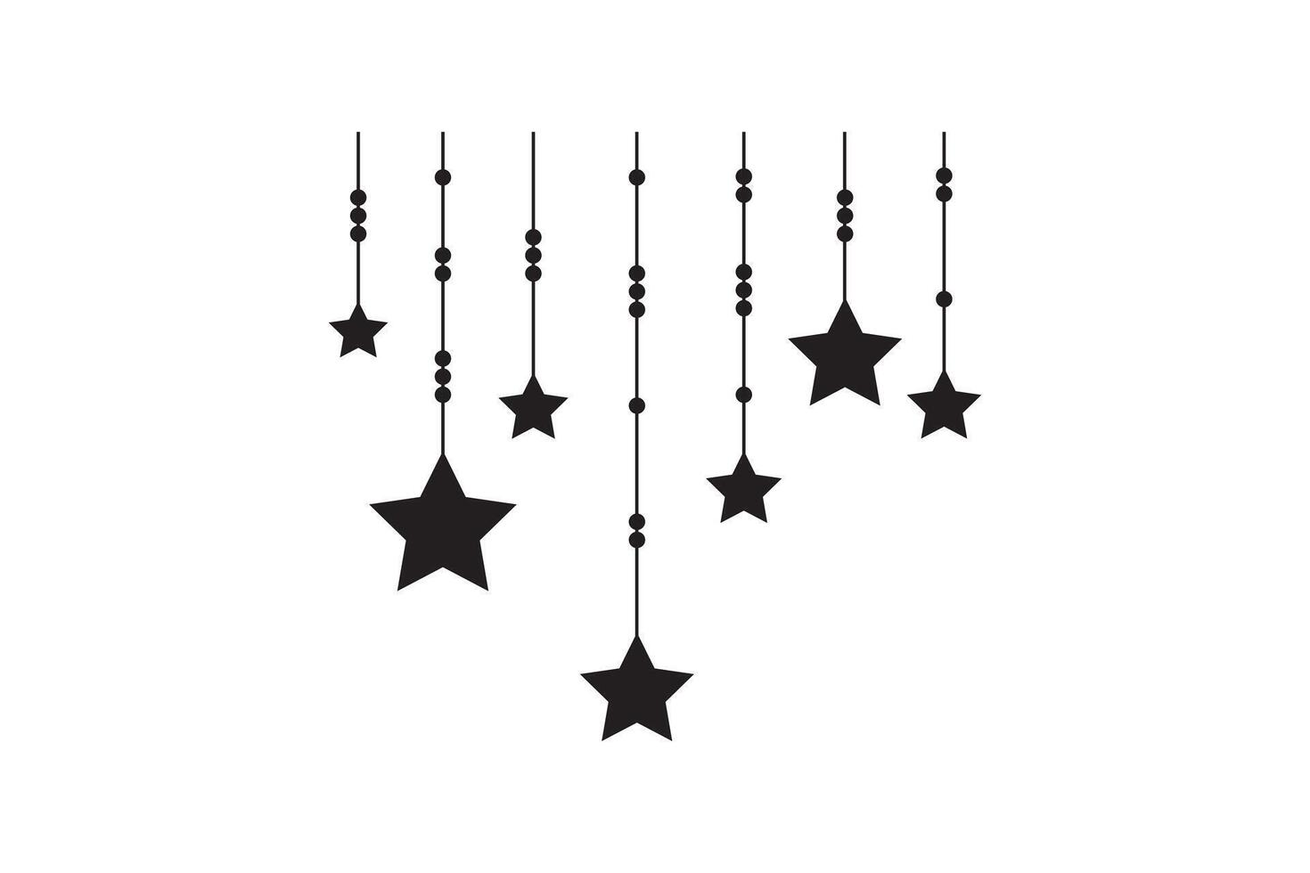 Festive Star Garland Silhouette Isolated on White vector