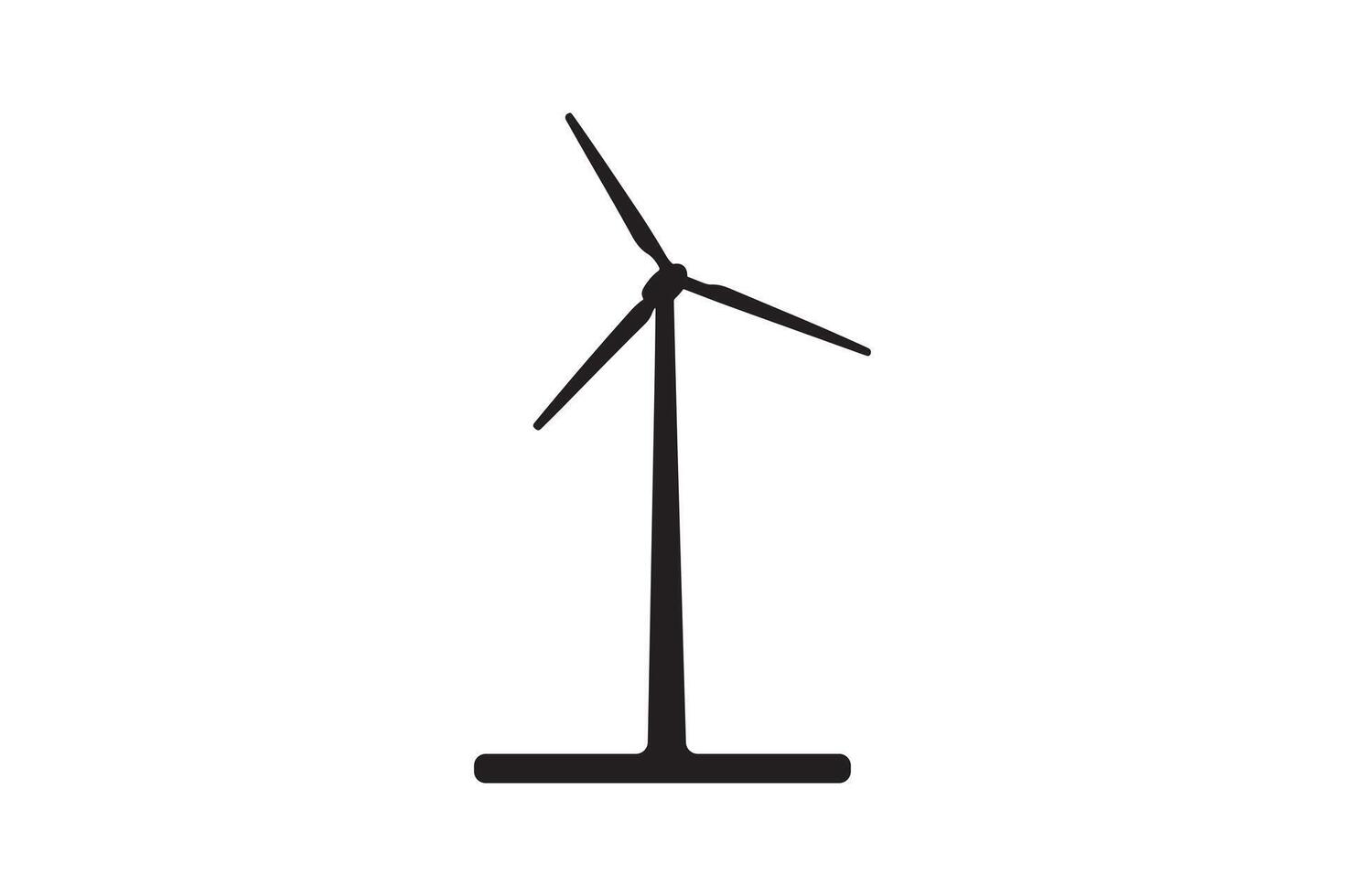 Black Silhouette of Wind Turbine Design - Wind Power Generation Icon vector