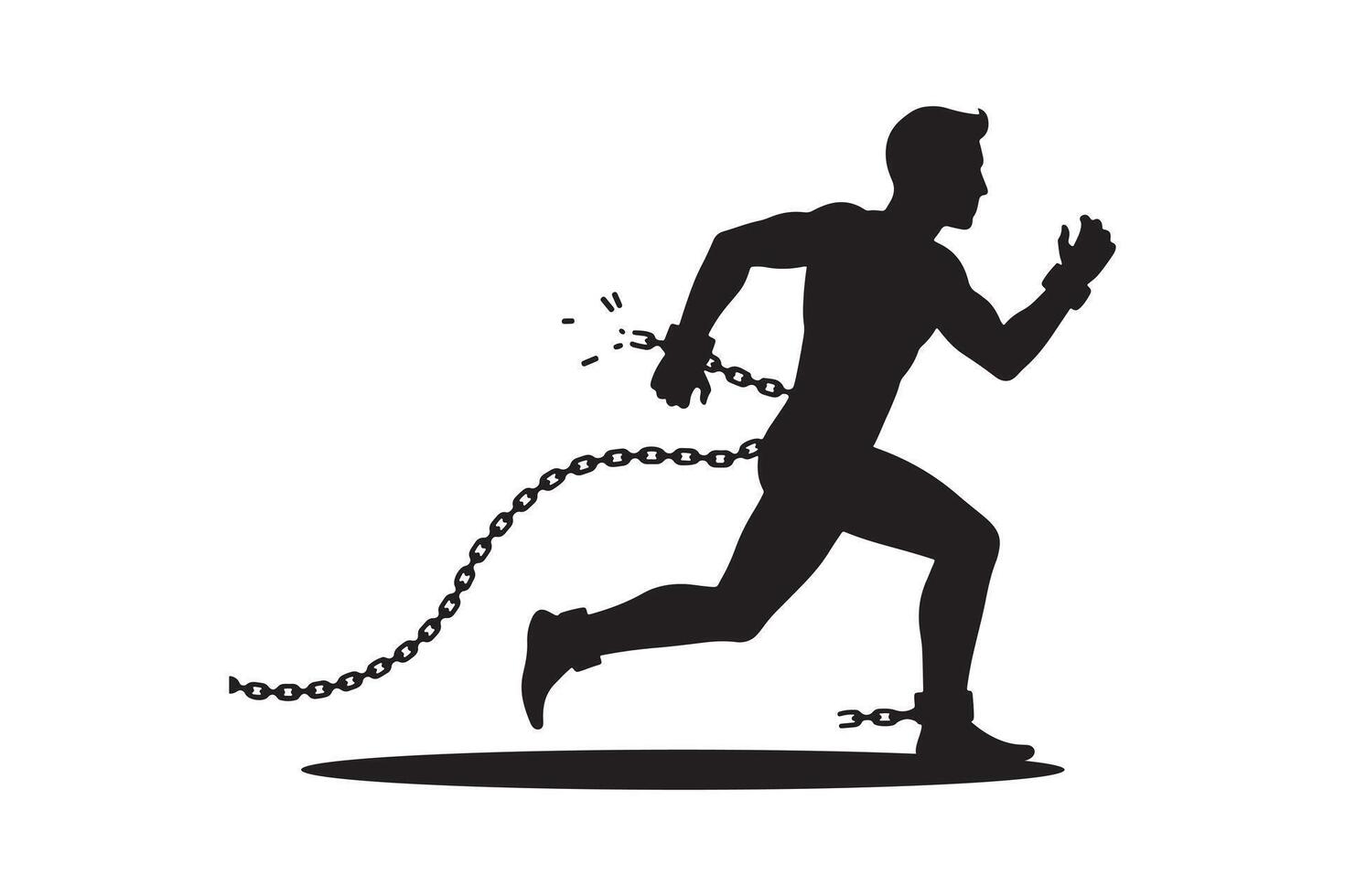 Freedom Concept - Strong Man Escaping Chains Silhouette vector