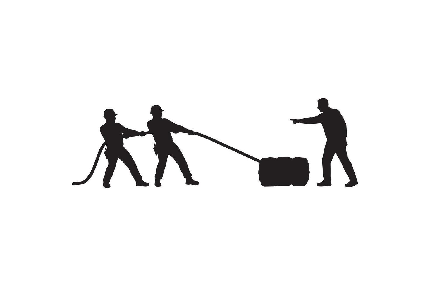 Teamwork Pulling Silhouette Illustration Leadership and Team Effort Silhouette vector
