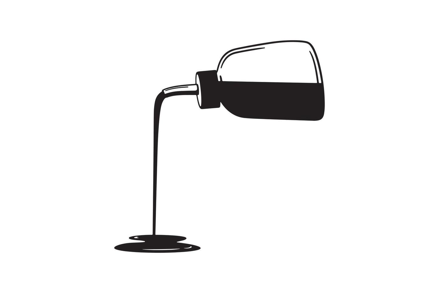 Liquid Pouring from Bottle Silhouette Illustration vector