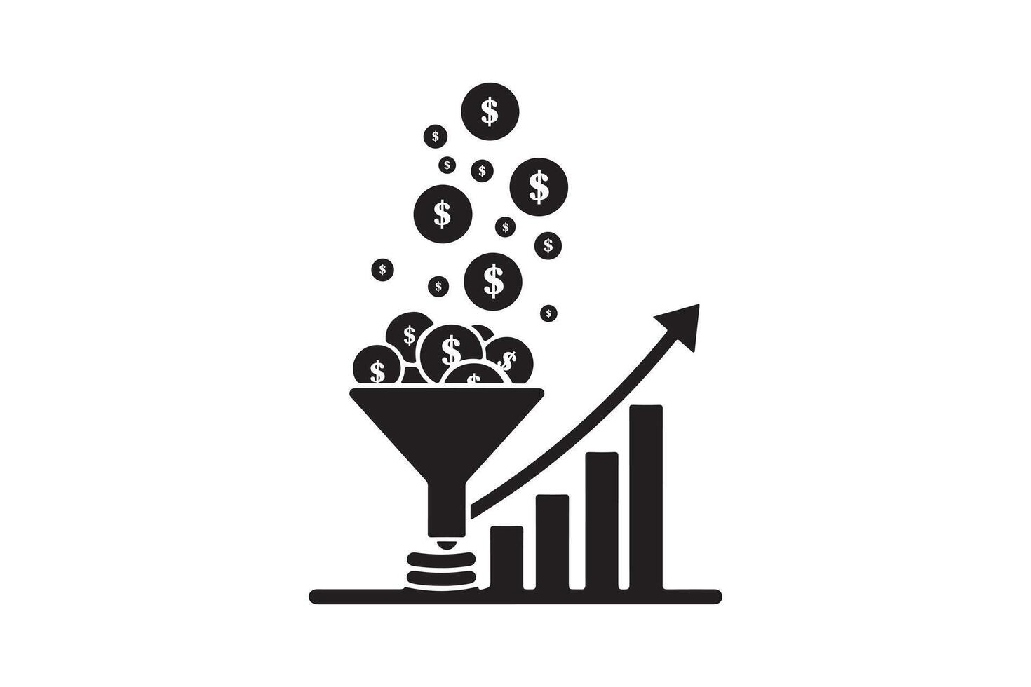 Investment Funnel and Profit Increase - Investment Strategy Funnel vector