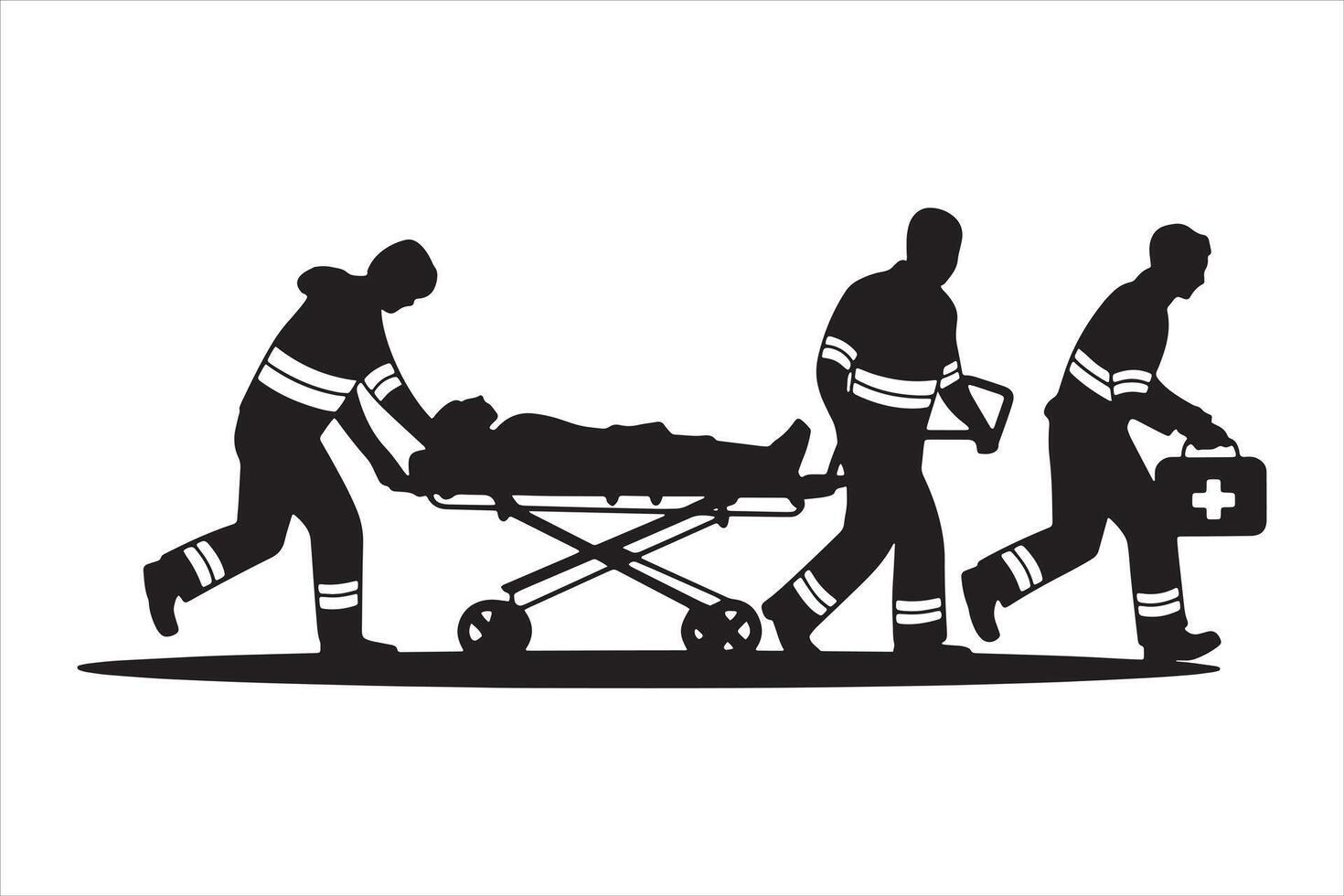 Emergency Medical Team Silhouette with Patient vector