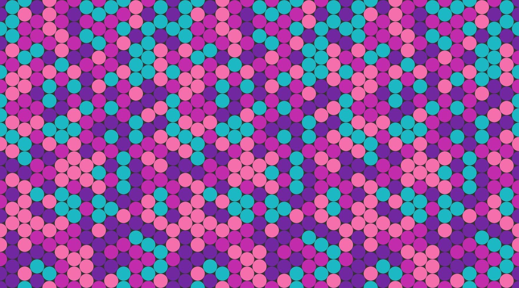 Vibrant abstract pattern of pink, purple, and teal circles. Perfect for backgrounds, textiles, website design, or playful branding. This dynamic, repeating design evokes energy and creativity. vector