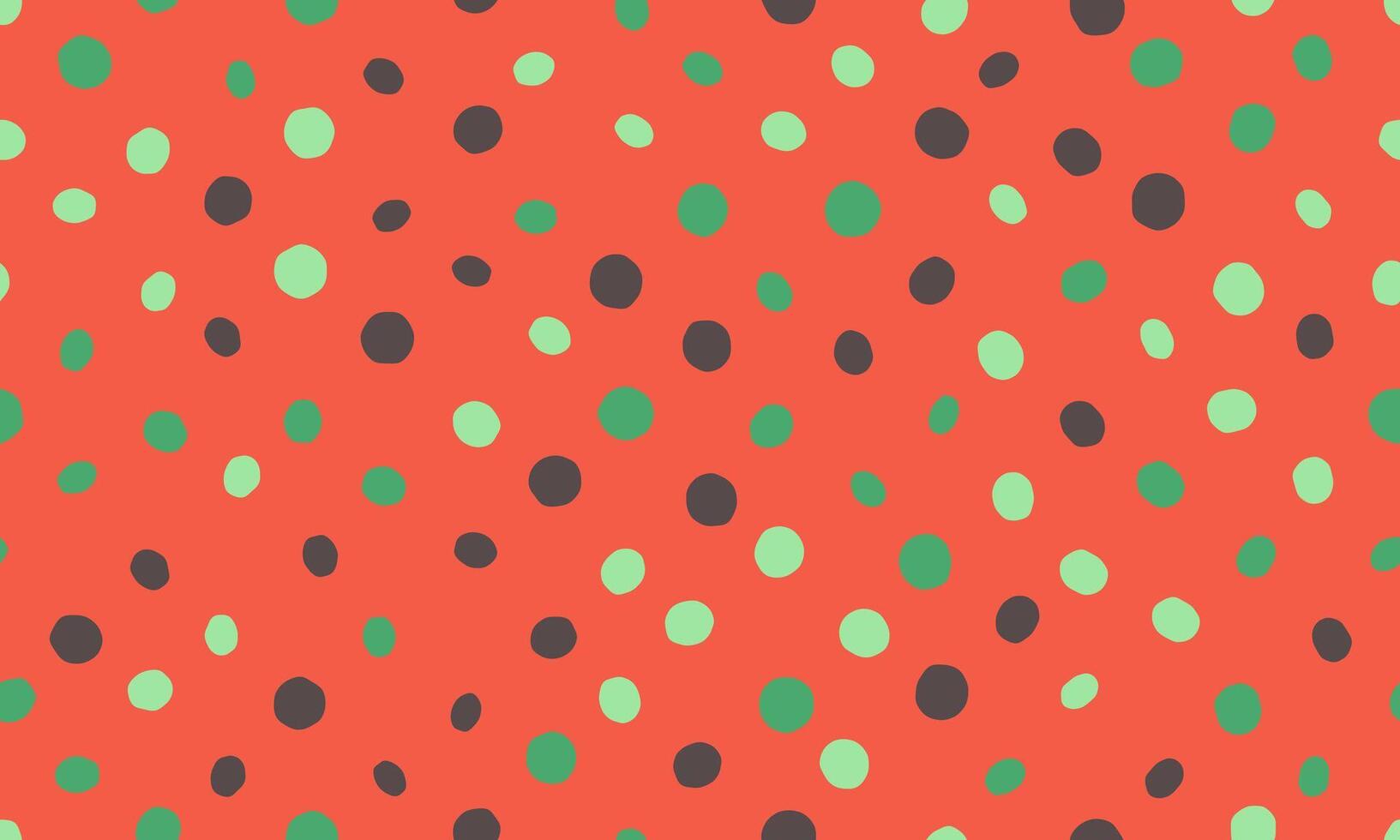 Vibrant red background adorned with scattered, handdrawn dots in shades of green and gray. vector