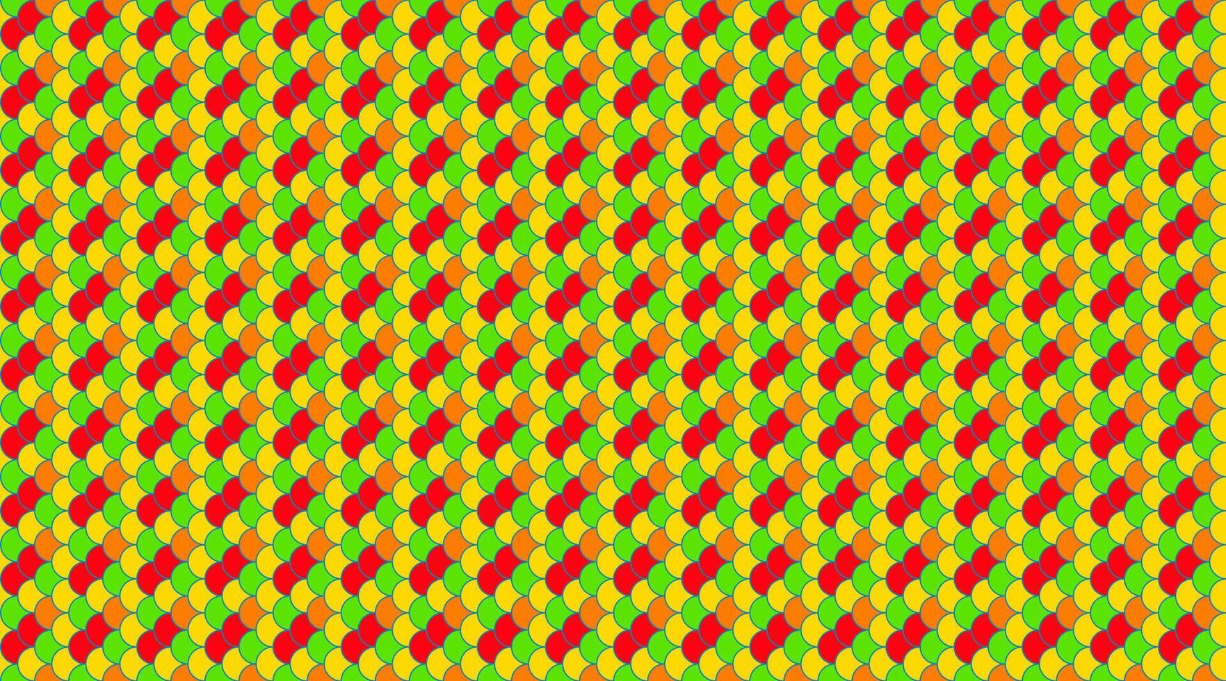 Vibrant, repeating geometric pattern featuring interlocking red, yellow, and green shapes. Ideal for backgrounds, textiles, website design, and playful branding. vector