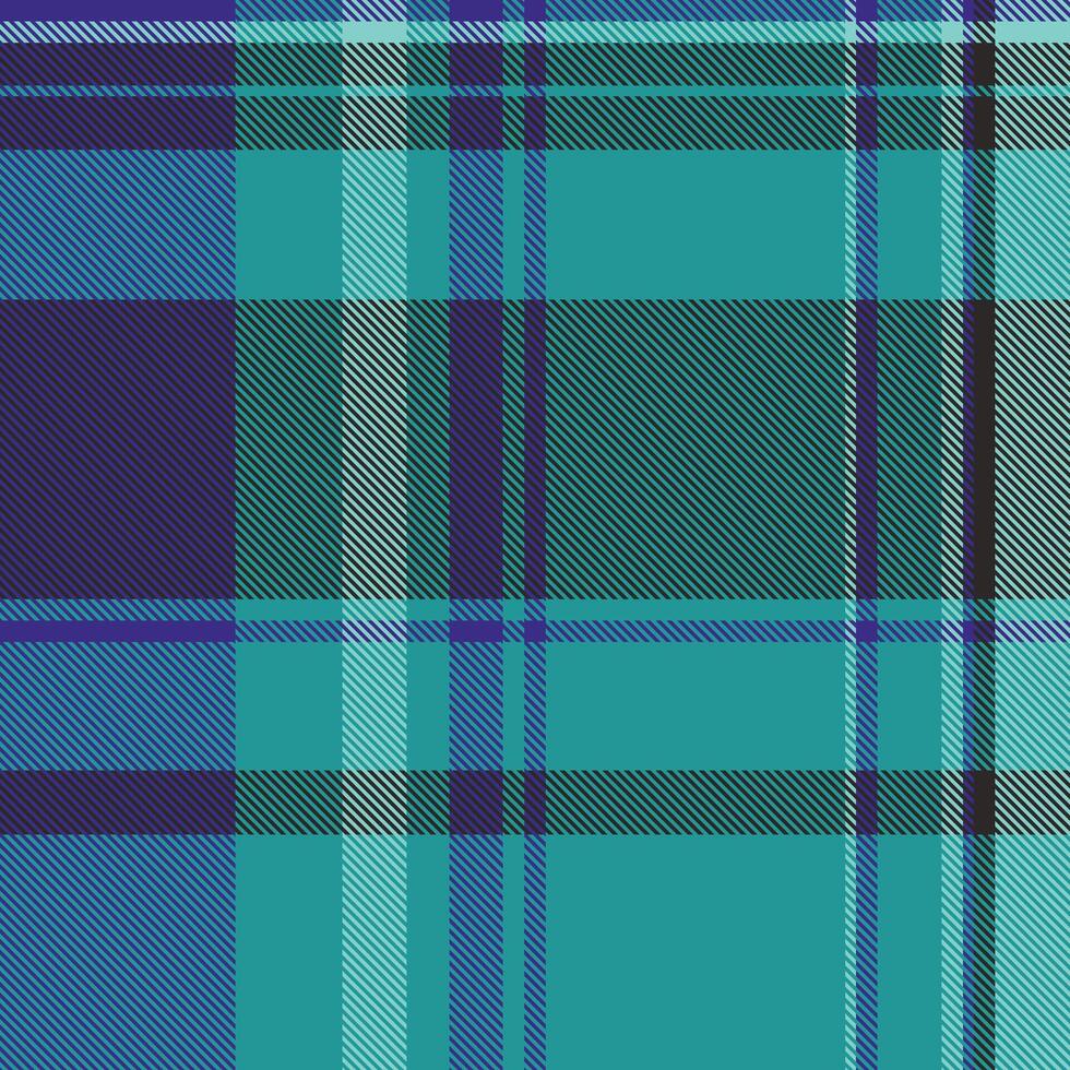 Vibrant teal and purple plaid pattern. Perfect for textile design, fashion, website backgrounds, or wrapping paper. This classic check pattern offers a modern, stylish feel. vector