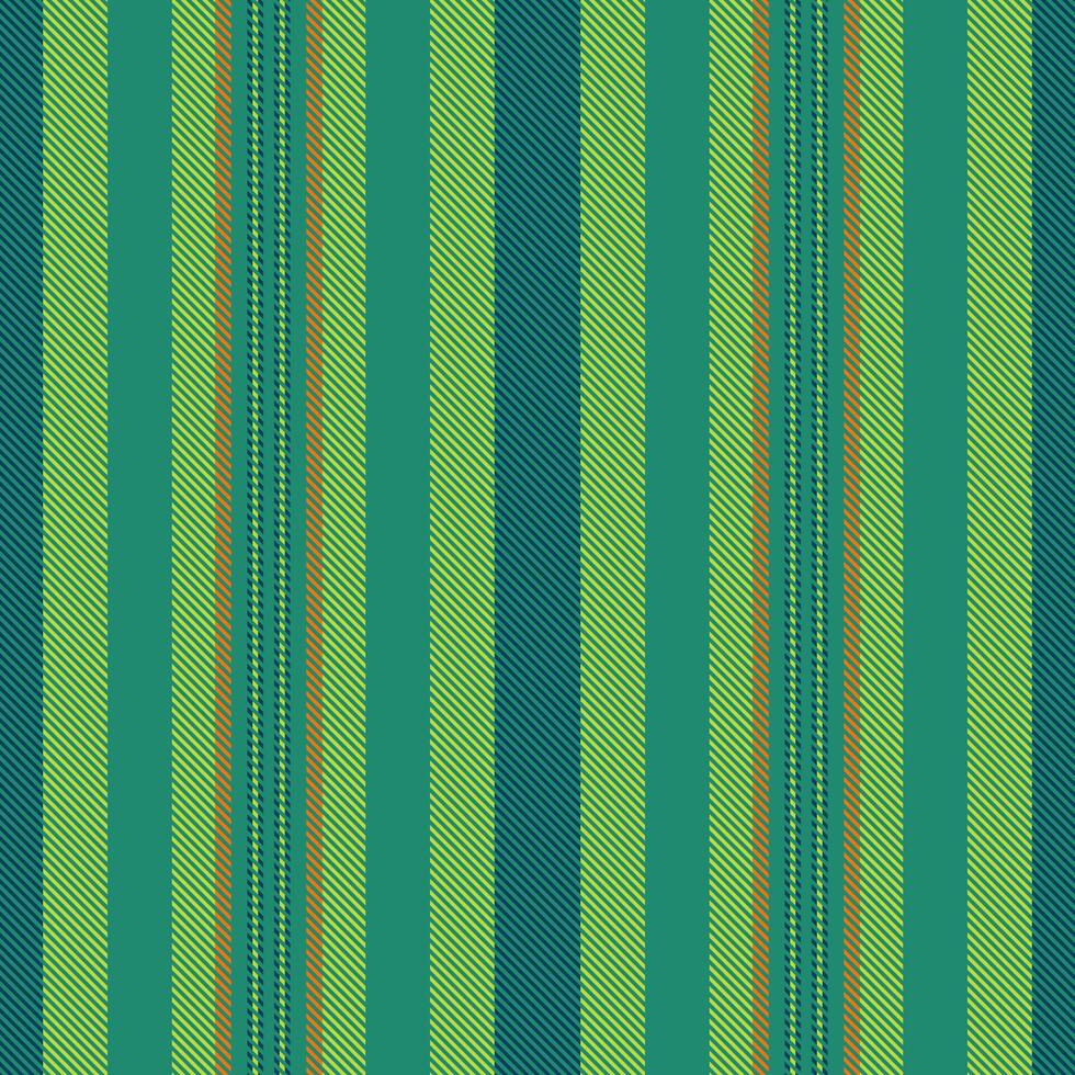 Rimensional lines texture, individuality seamless vertical fabric. Dold textile pattern background stripe in teal and lime colors. vector