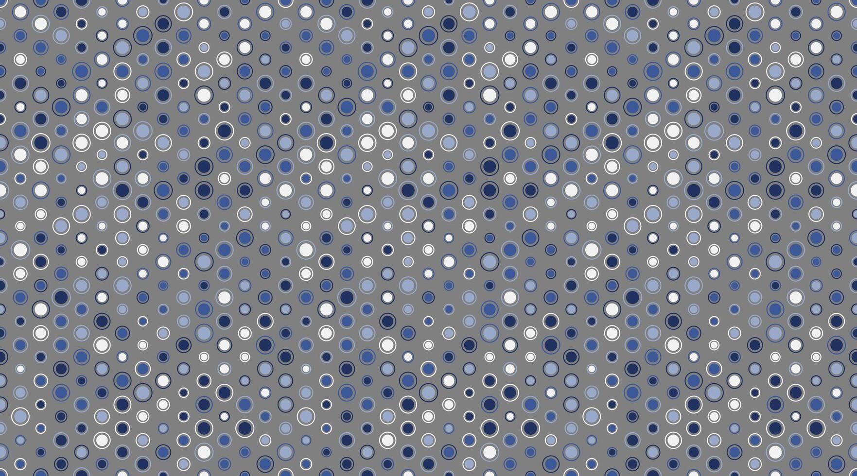 Abstract seamless pattern of varying sized circles in shades of blue and white on a grey background. Perfect for textile design, website backgrounds, or any project needing a modern, subtle texture. vector