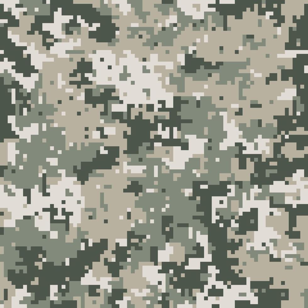 Abstract digital camouflage pattern. Versatile seamless texture in muted greens and beige tones. Ideal for backgrounds, textile designs, military or tactical themes. vector