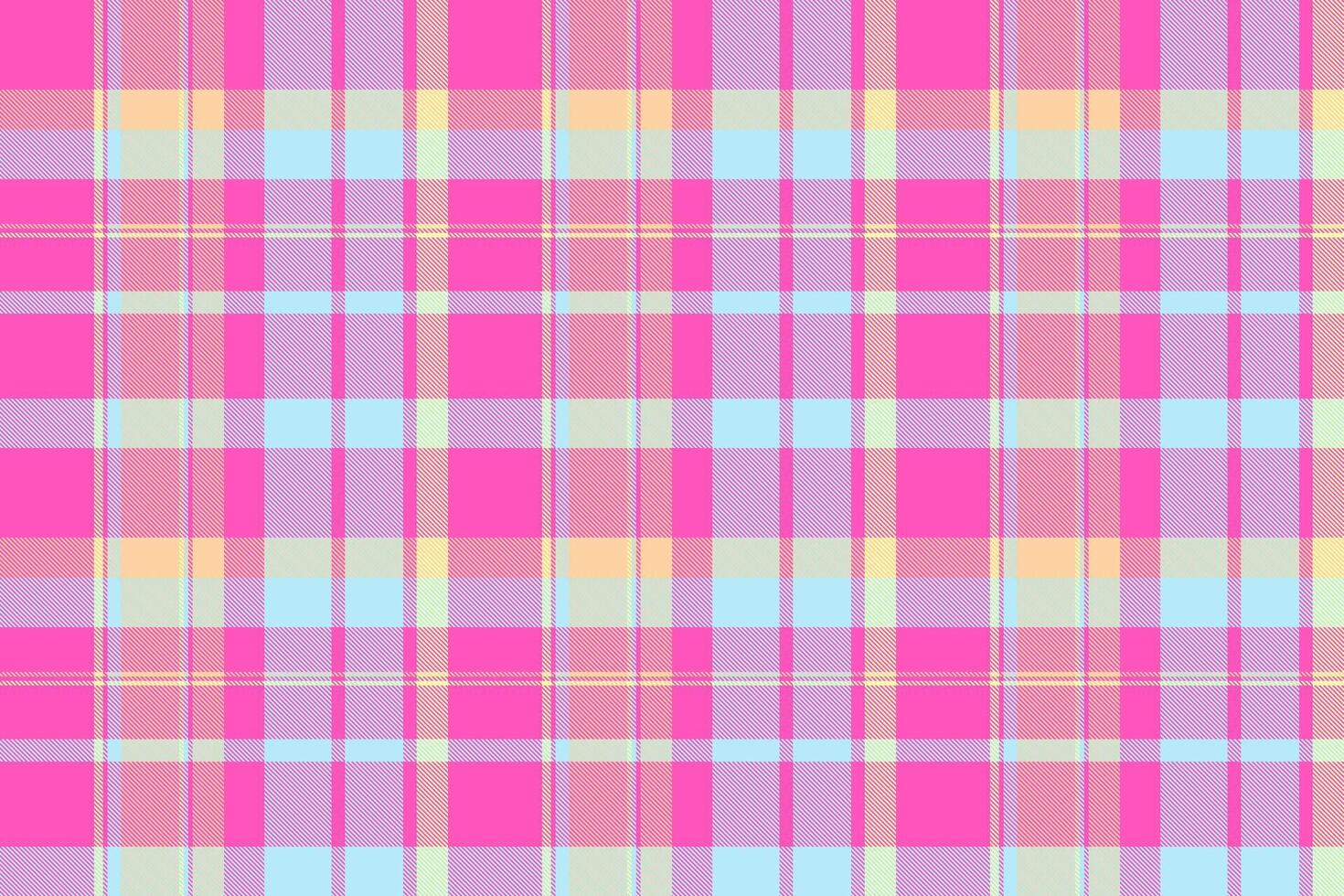 Pixel seamless background textile, girly plaid pattern tartan. Fibrous fabric texture check in pink and light colors. vector