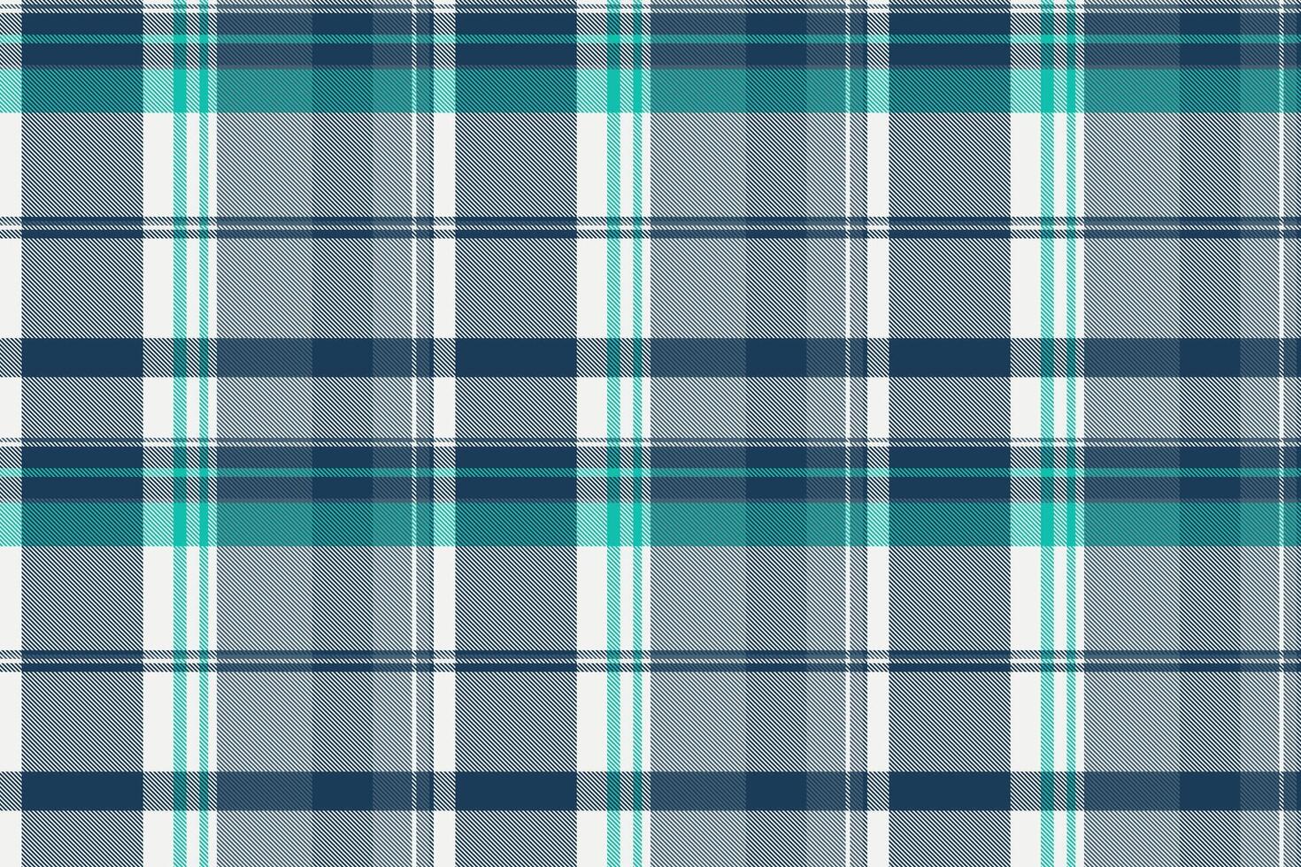 Luxurious pattern texture, minimal textile background fabric. Celtic tartan seamless check plaid in cyan and white colors. vector