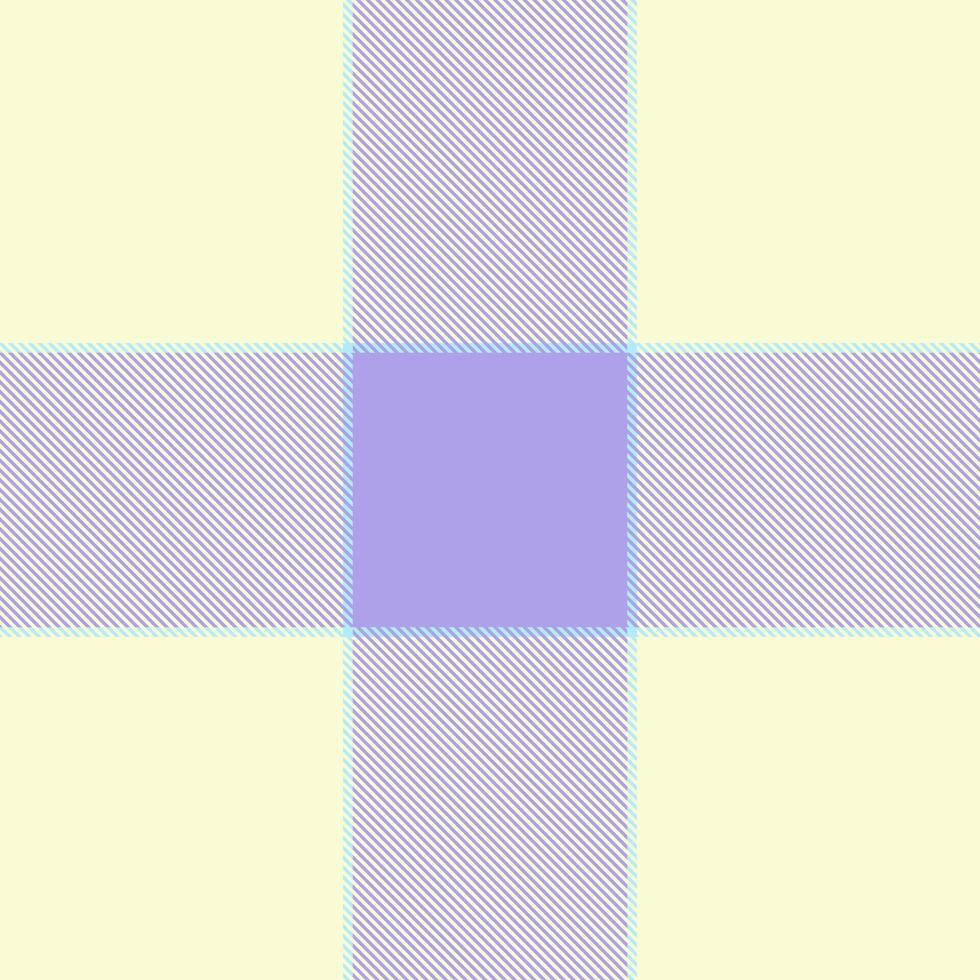 Strip seamless textile fabric, stitched plaid tartan pattern. Site background texture check in light goldenrod yellow and indigo colors. vector