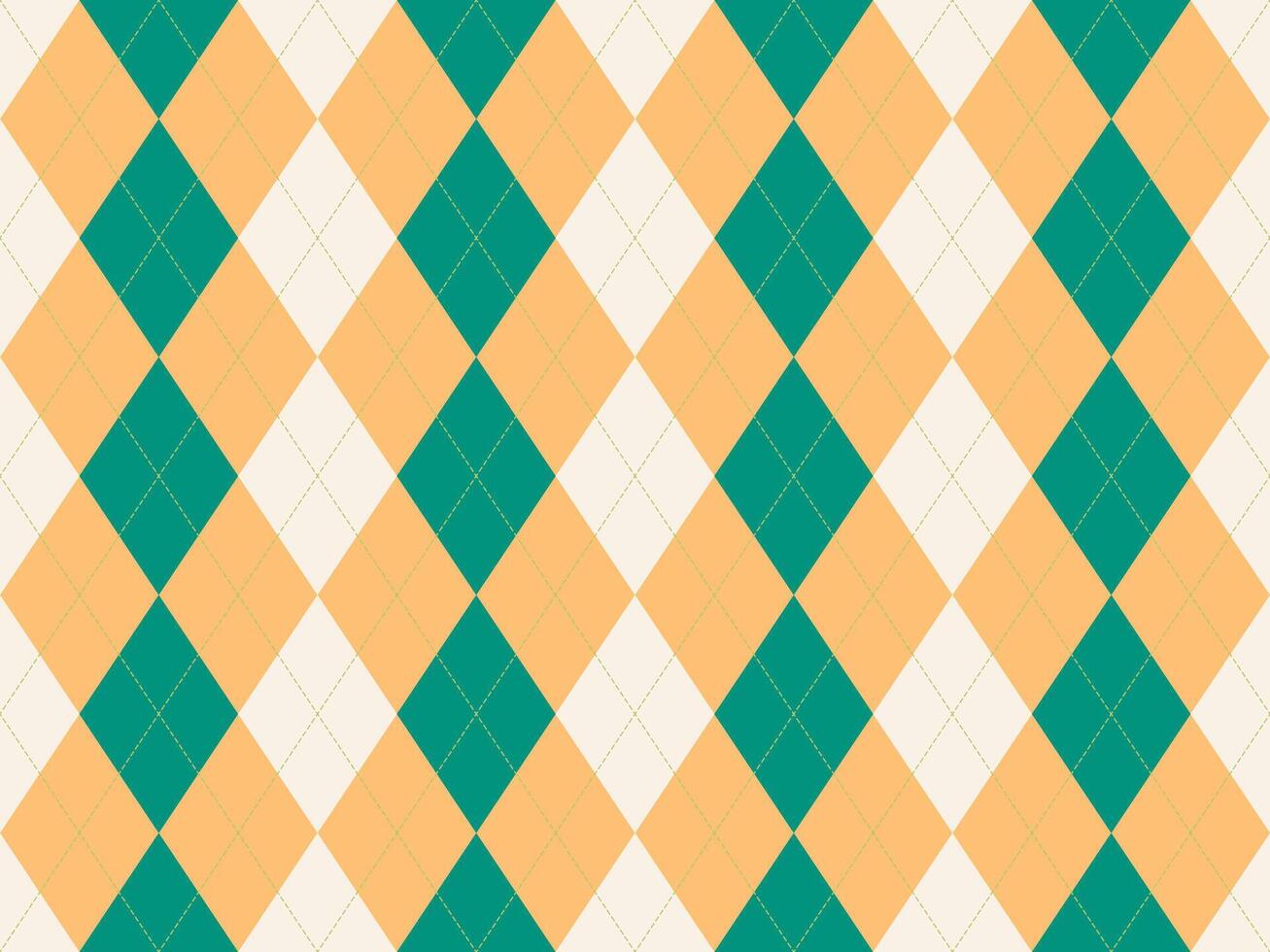 Vibrant argyle pattern in peach, teal, and cream. Perfect for backgrounds, textiles, or fashion design. This classic diamond design offers a retro yet modern feel. vector