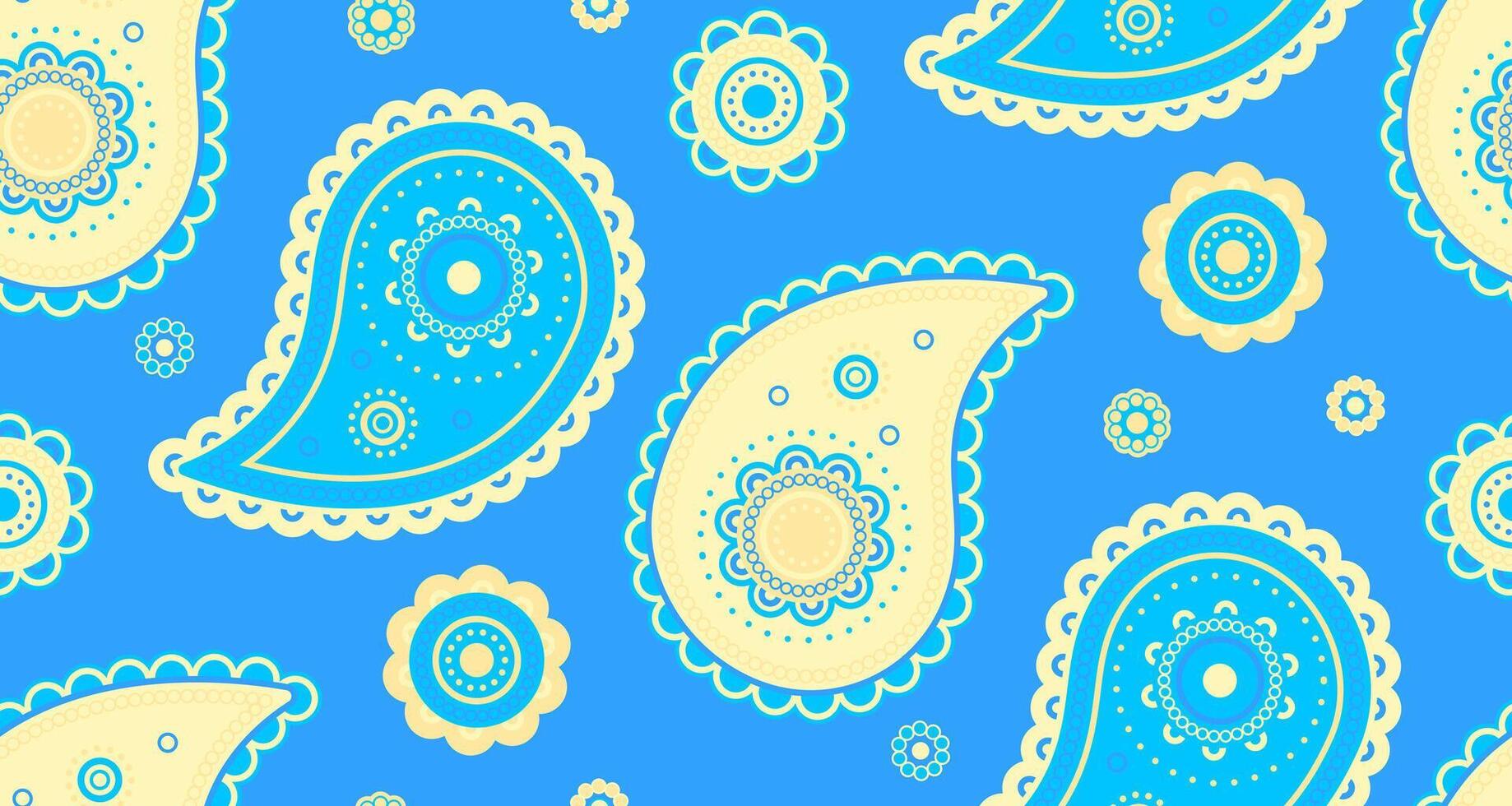 A blue and yellow paisley pattern vector