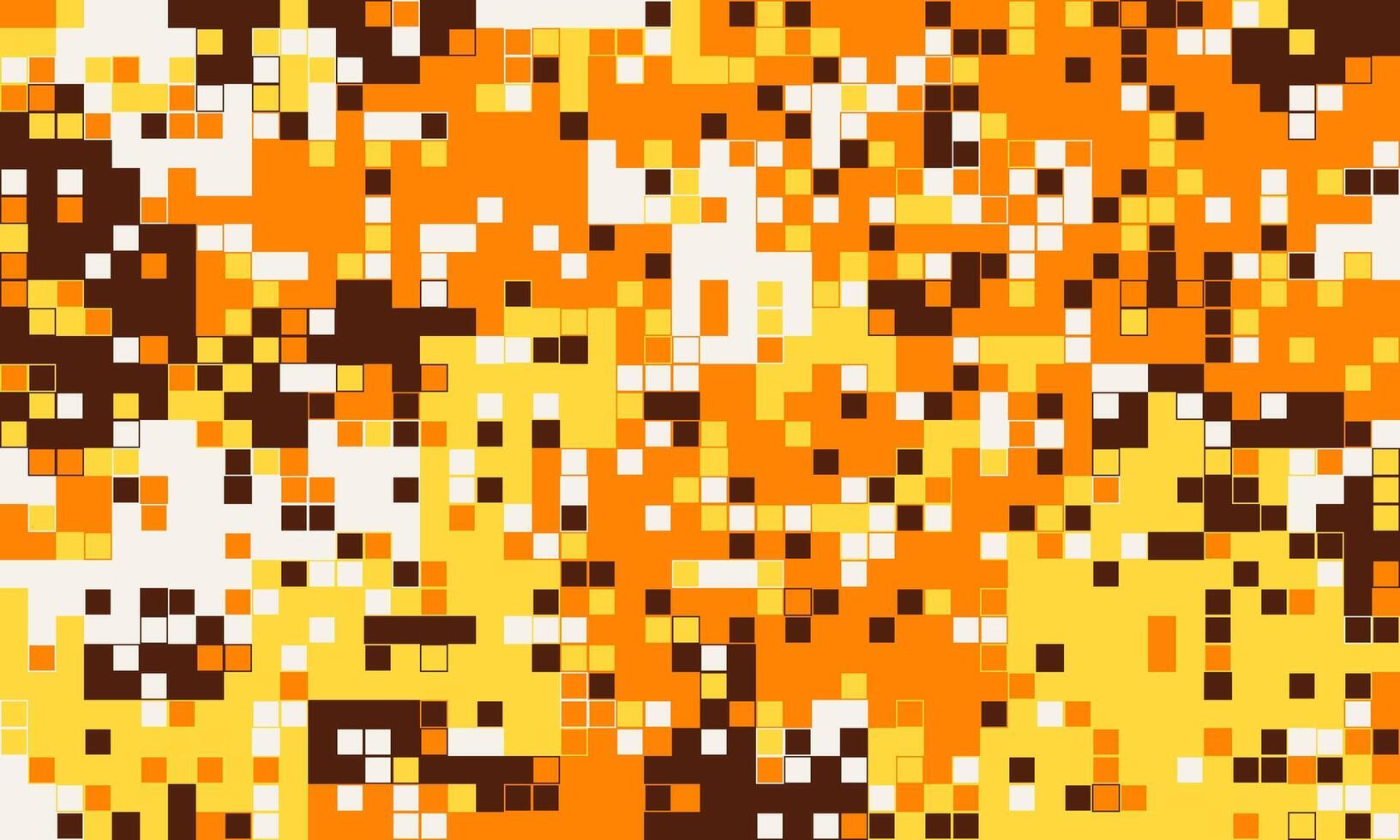 Abstract pixel art background. Warmtoned mosaic of orange, yellow, and brown squares. Ideal for website banners, digital art, and modern design projects. vector
