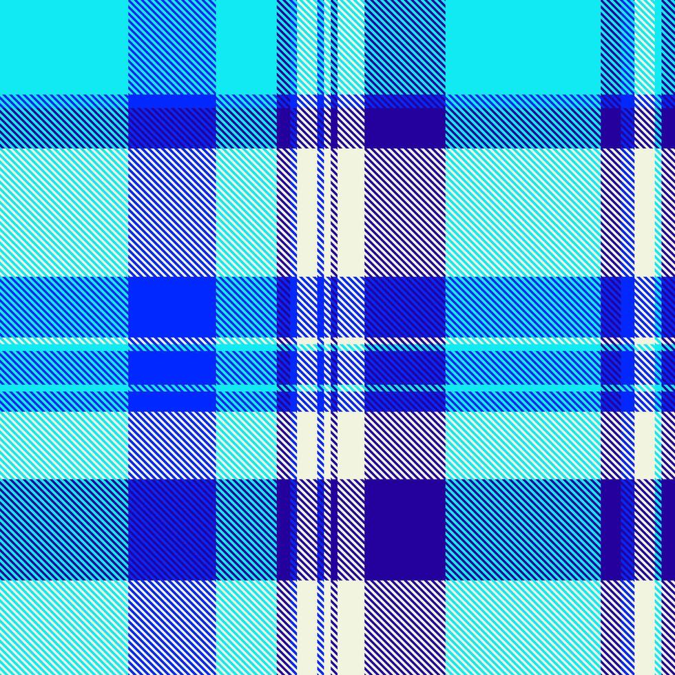 Vibrant blue and aqua plaid pattern. Perfect for textile design, fashion, or website backgrounds. This cheerful, geometric design evokes feelings of summer and freshness. vector
