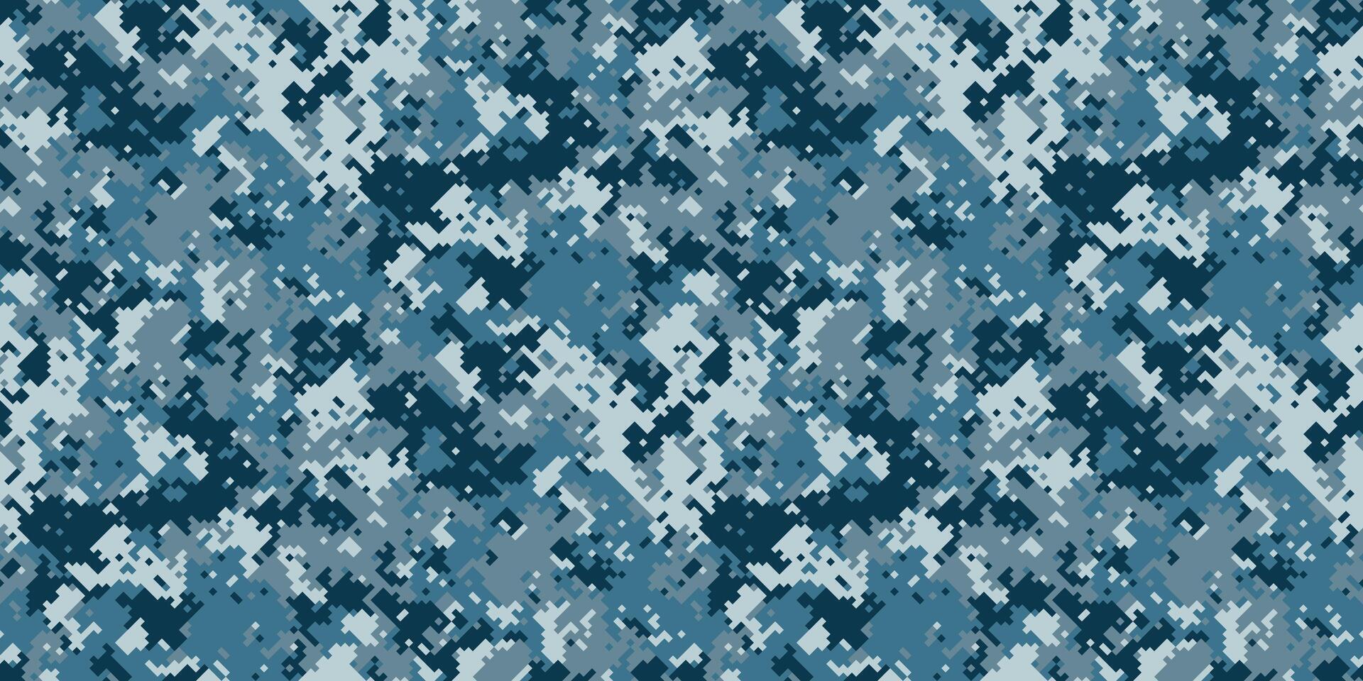 Seamless digital camouflage pattern in cool blues and grays. Ideal for backgrounds, textiles, militarythemed projects, or adding a subtle yet striking texture. vector