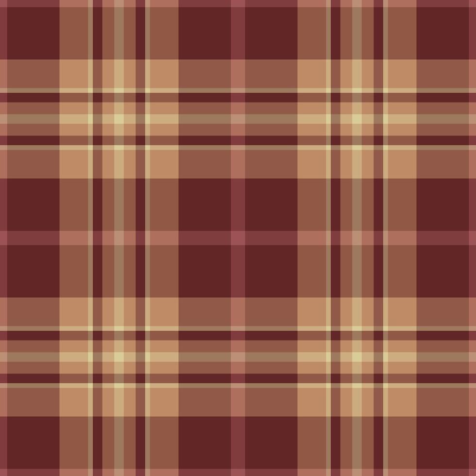 Length plaid tartan texture, difficult background fabric . Relax check pattern textile seamless in red and orange colors. vector
