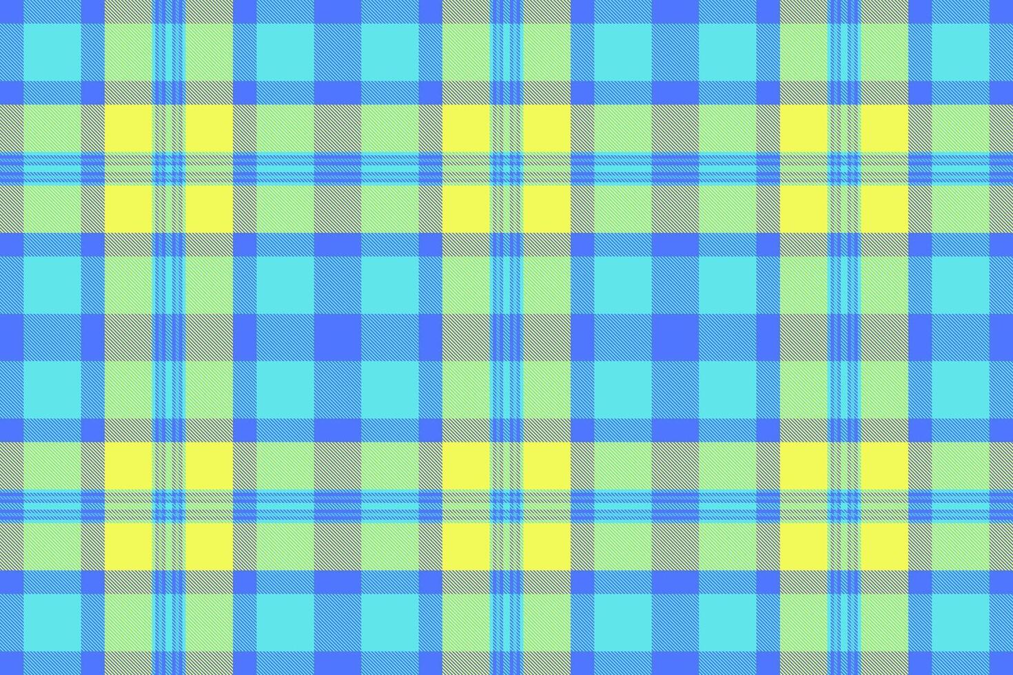 Vibrant pastel plaid pattern in cheerful blue, yellow, and green hues. Ideal for textile design, website backgrounds, or crafting projects. vector