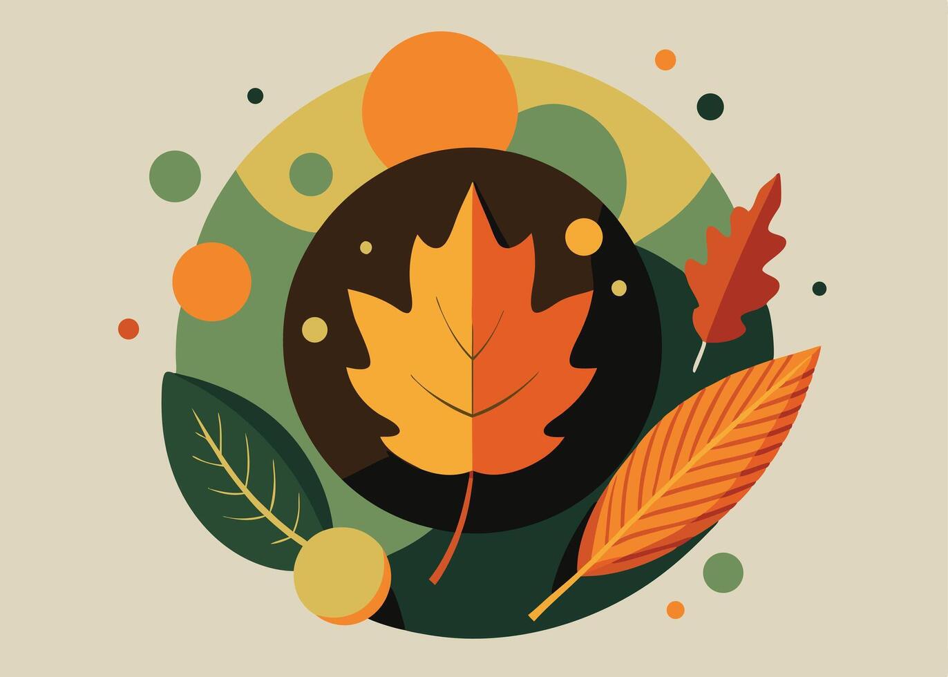 autumn leaves and a circle vector
