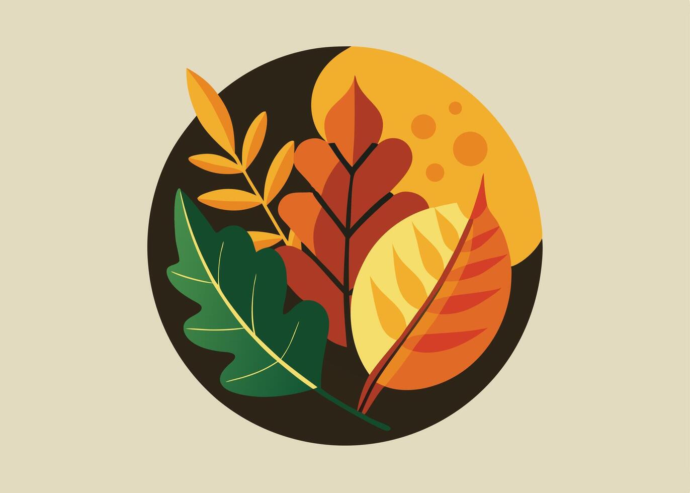 Leaves set clipart cartoon style vector