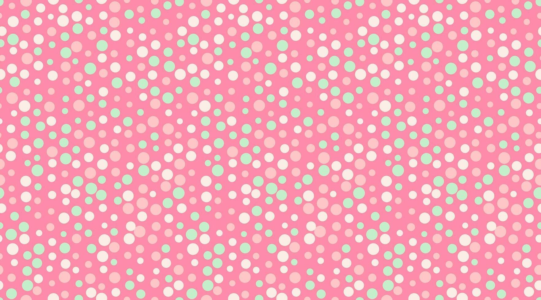 Delightful pastel pink background with scattered white and mint green polka dots. Perfect for crafting, websites, or feminine designs. vector