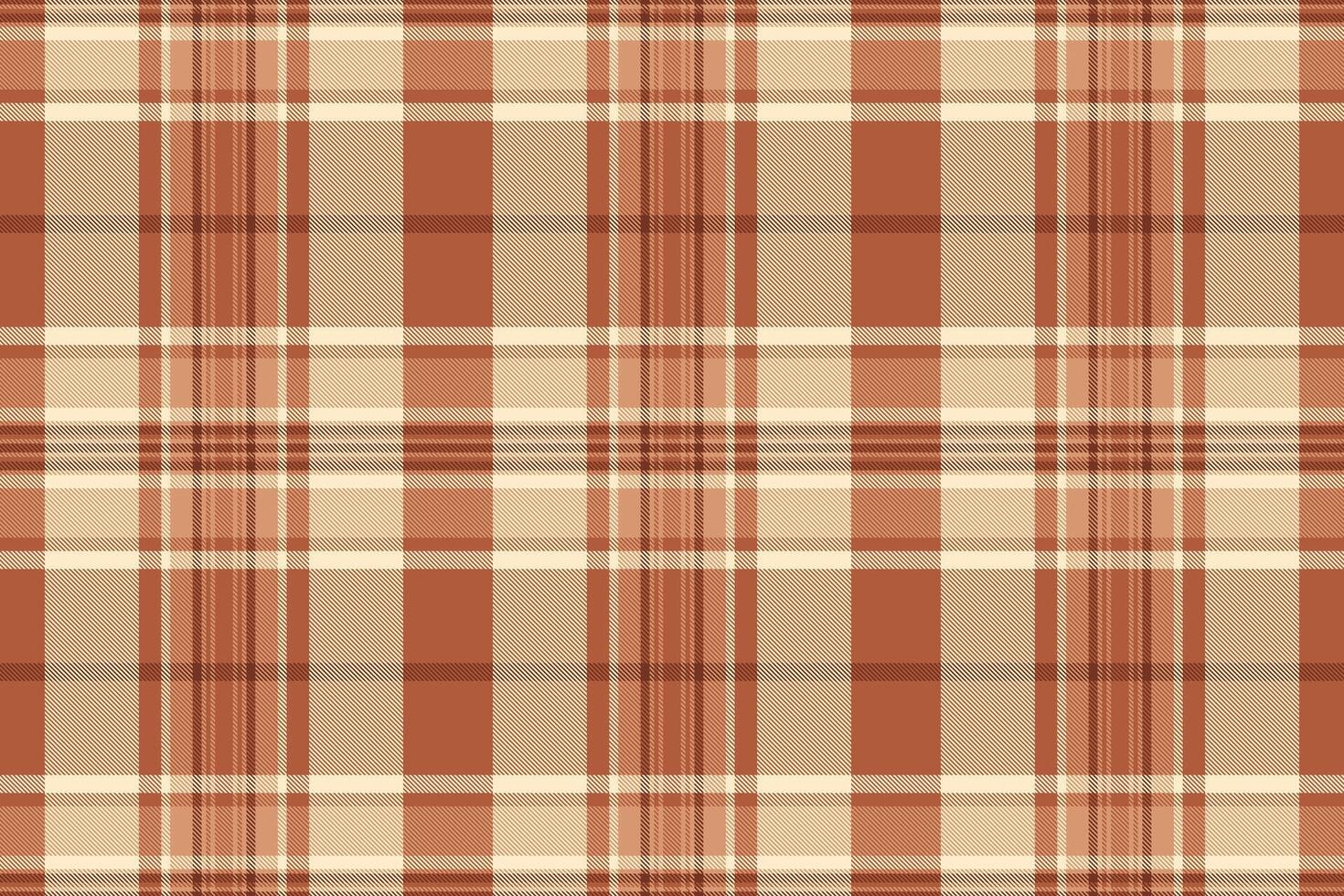 Handmade tartan textile background, tone plaid pattern fabric. Rug check seamless texture in orange and blanched almond colors. vector