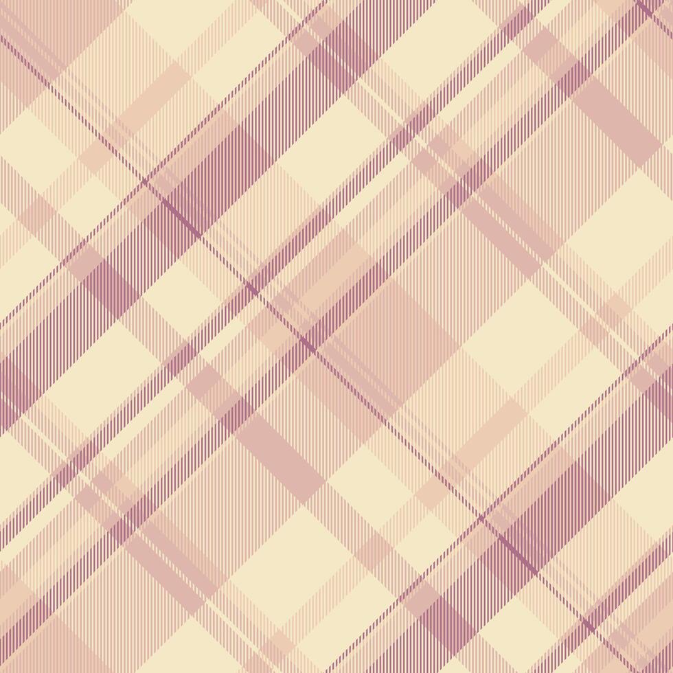 New plaid fabric, menswear check textile background. Hippie tartan pattern seamless texture in light and pink colors. vector