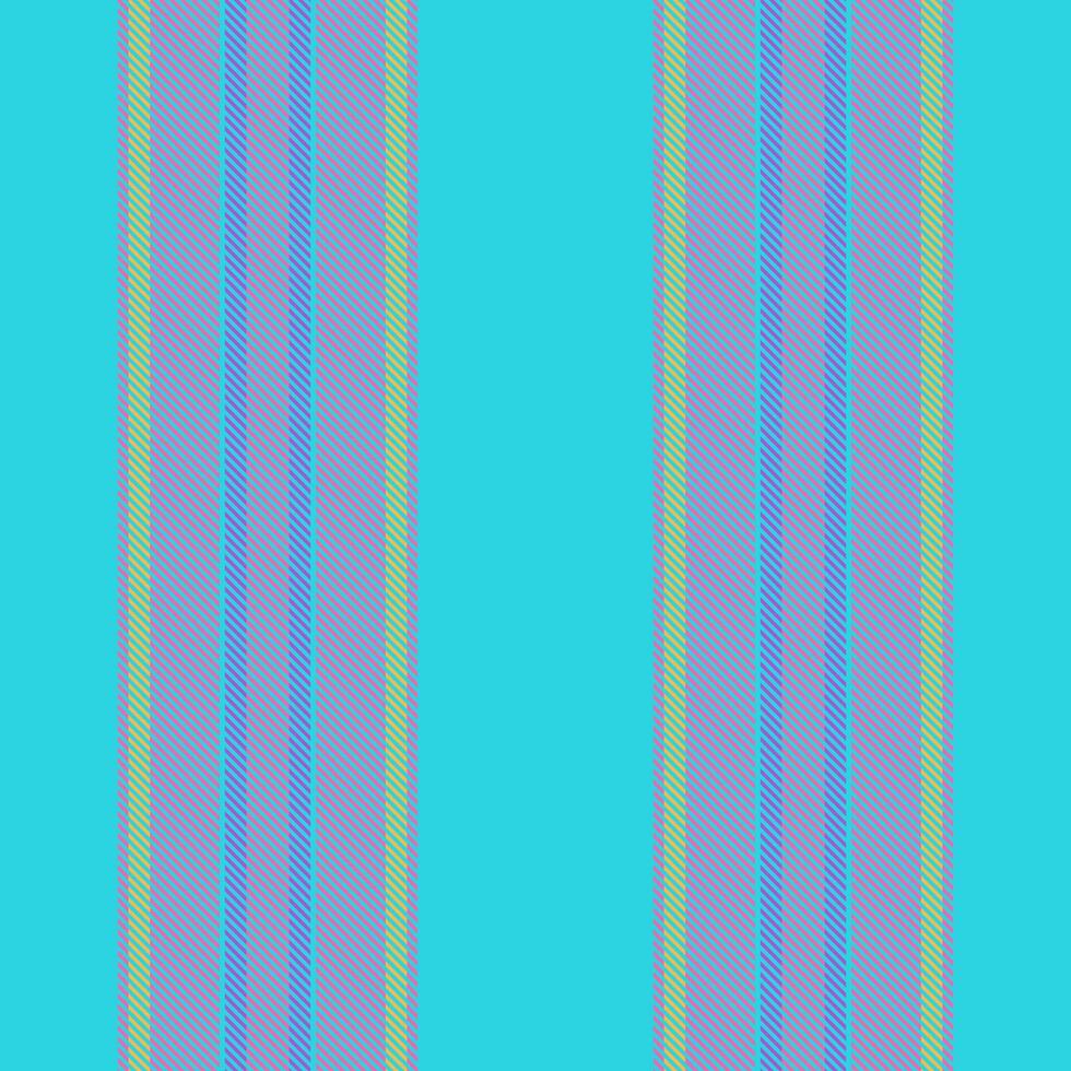 Quality vertical seamless lines, dress fabric pattern textile. Professional stripe background texture in cyan and pink colors. vector