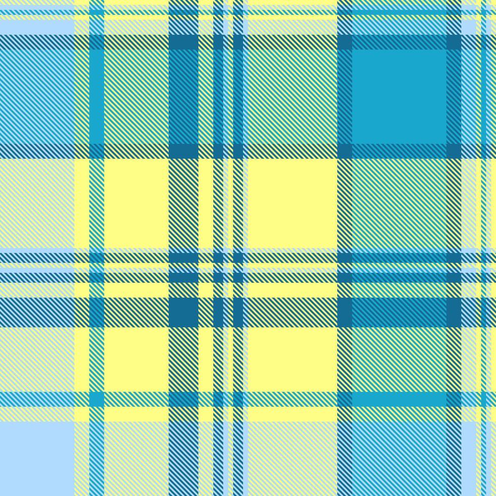 Jpg fabric texture plaid, hipster seamless textile pattern. Unique check background tartan in cyan and yellow colors. vector