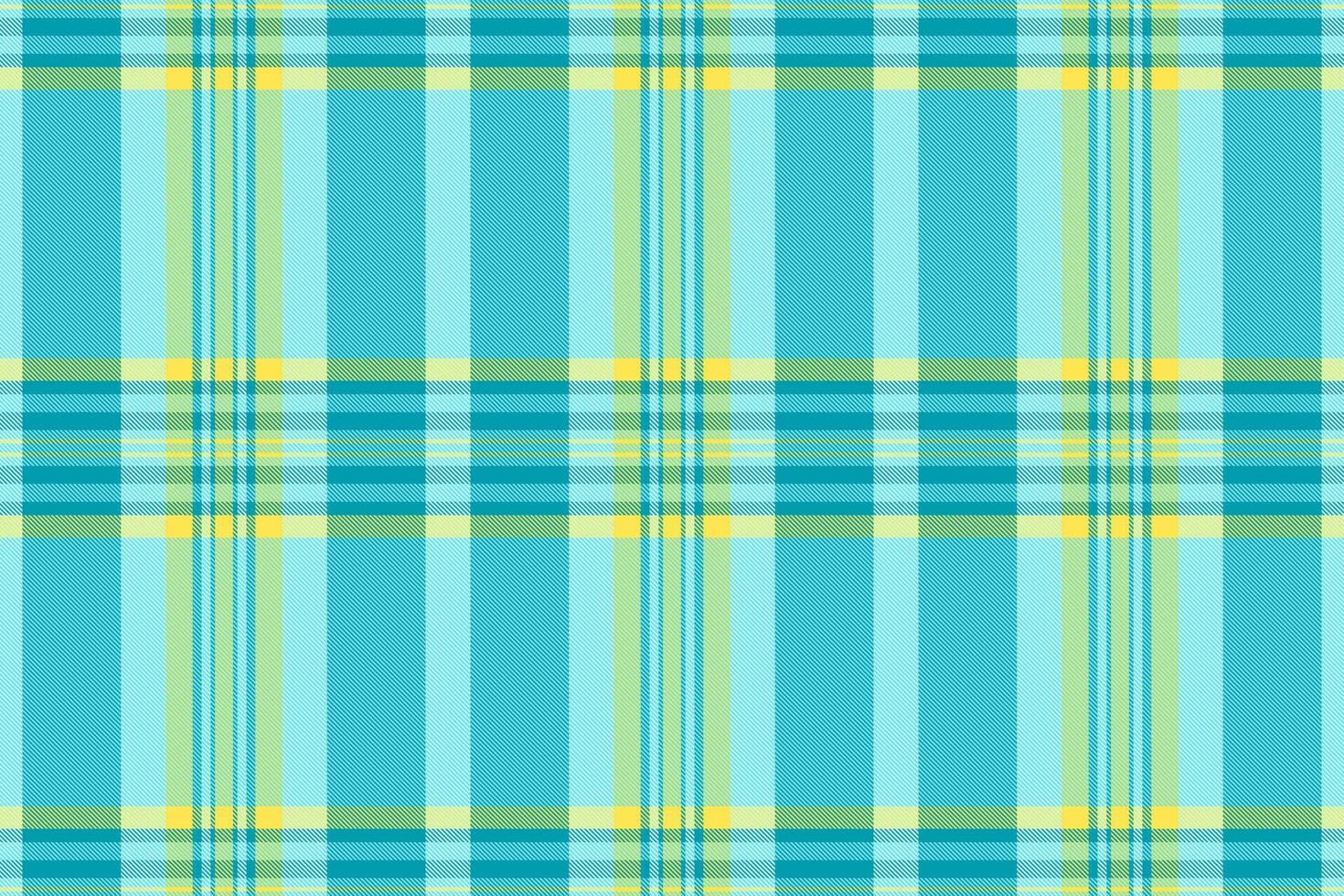 Vibrant turquoise and yellow plaid pattern. Perfect for textile design, website backgrounds, or cheerful branding. This seamless texture evokes feelings of summer, freshness, and optimism. vector